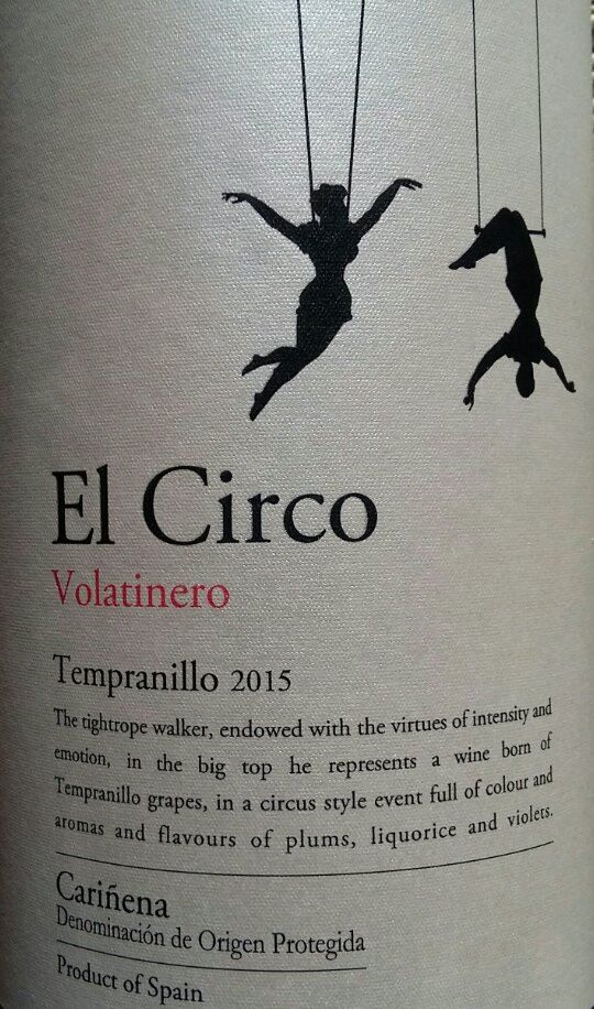 Grandes Vinos y Viñedos S.A. El Circo Volatinero Tempranillo DO Cariñena 2015, Основная, #4033