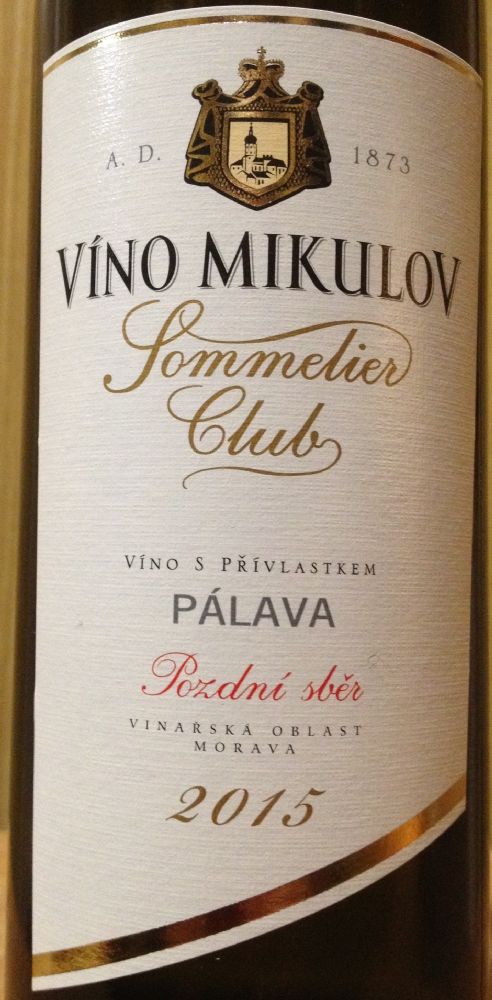 VÍNO Mikulov spol. s r. o. Sommelier Club Pozdní sběr Pálava 2015, Основная, #4315