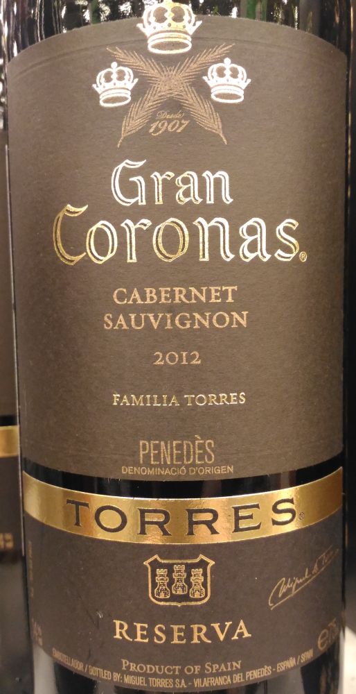 Miguel Torres S.A. Gran Coronas Reserva Cabernet Sauvignon DO Penedés 2012, Основная, #4335