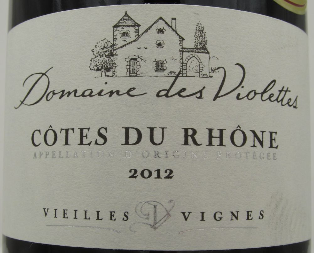 Les Vins Aujoux SAS Domaine des Violettes Vieilles Vignes Côtes du Rhône AOC/AOP 2012, Лицевая, #442