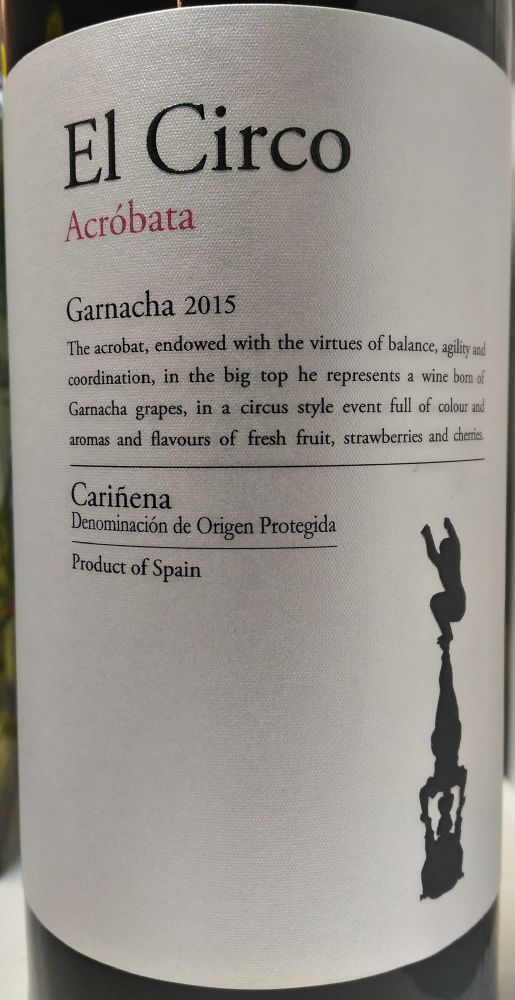 Grandes Vinos y Viñedos S.A. El Circo Acróbata Garnacha DO Cariñena 2015, Основная, #4473
