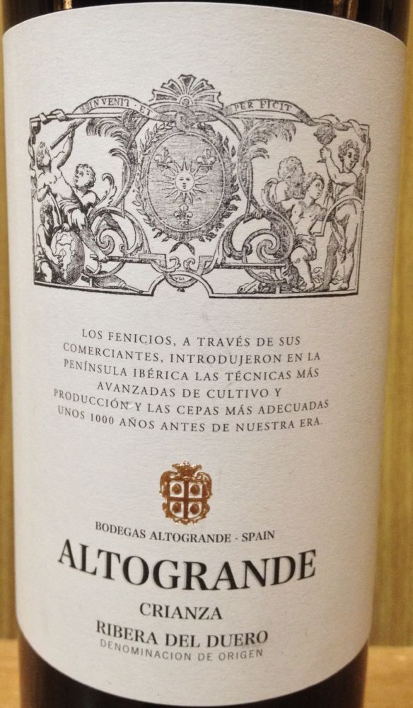 Bodegas AltoGrande S.L. Crianza DO Ribera del Duero 2012, Основная, #4525