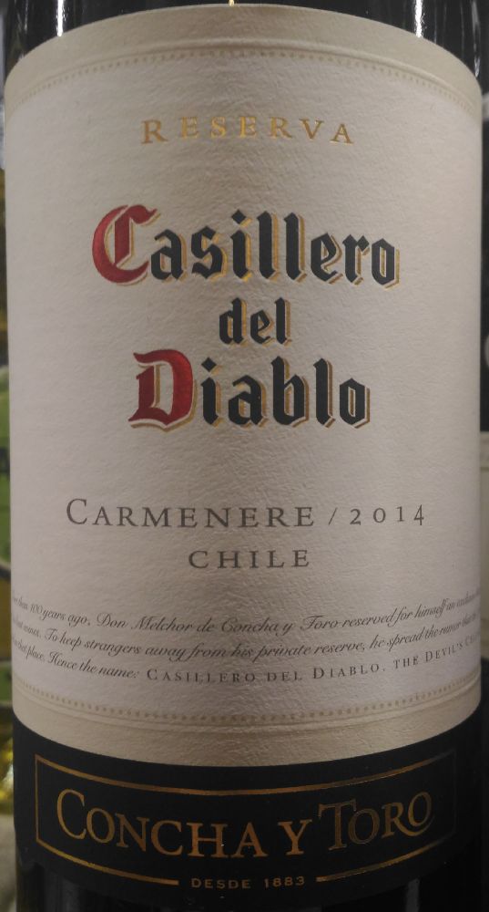 Viña Concha y Toro S.A. Casillero del Diablo Reserva Carménère 2014, Основная, #4585