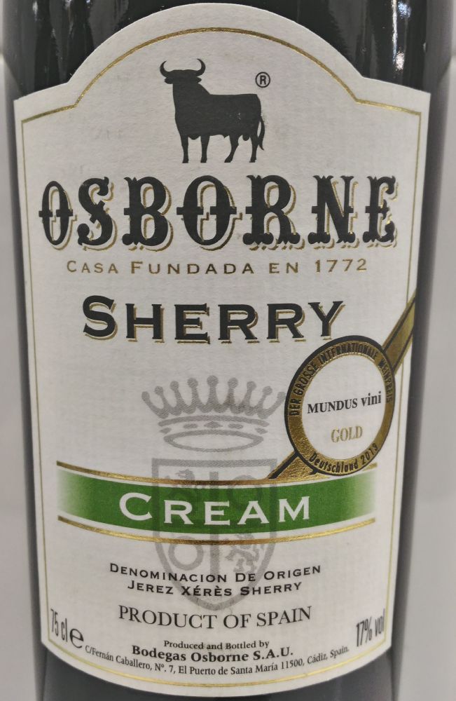 Bodegas Osborne S.A.U. Cream DO Jerez-Xérès-Sherry БГ, Основная, #4681