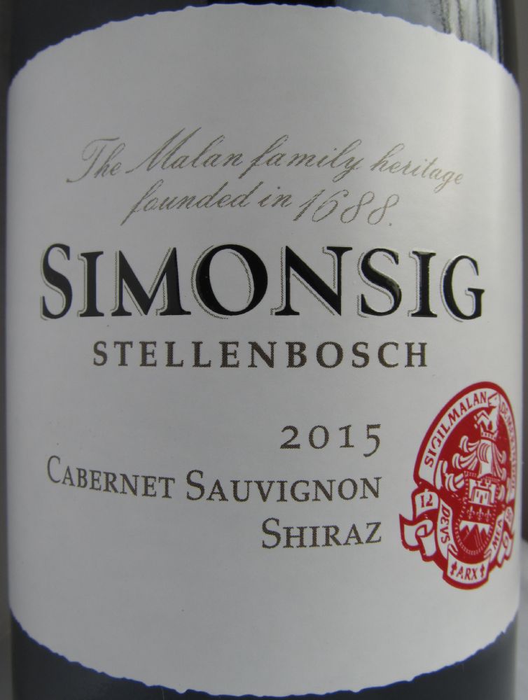 Simonsig Cabernet Sauvignon Shiraz W.O. Stellenbosch 2015, Основная, #4758