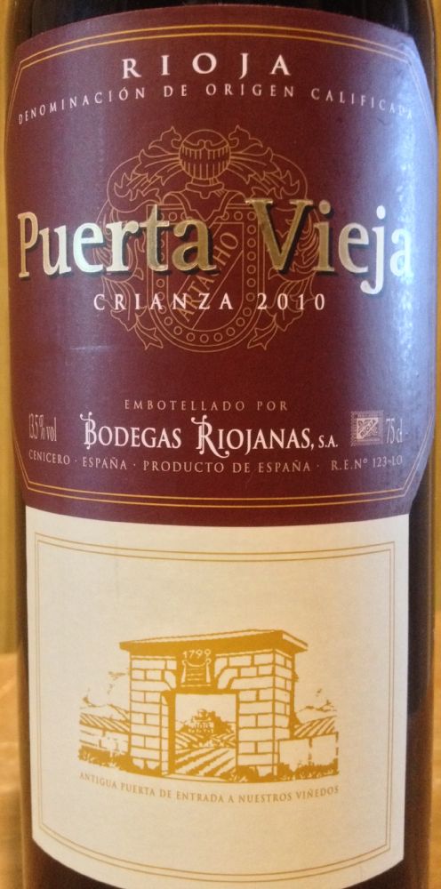 Bodegas  Riojanas S.A. Puerta Vieja Crianza DOCa Rioja 2010, Основная, #4844