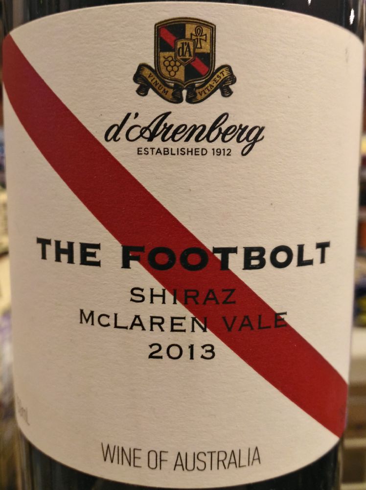 d'Arenberg Pty Ltd The Footbolt Shiraz McLaren Vale 2013, Основная, #5141