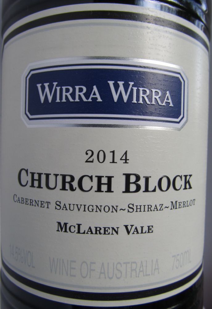 R.G. & R.T. Trott Pty. Ltd. Church Block Cabernet Sauvignon Shiraz Merlot Wirra Wirra 2014, Основная, #5248