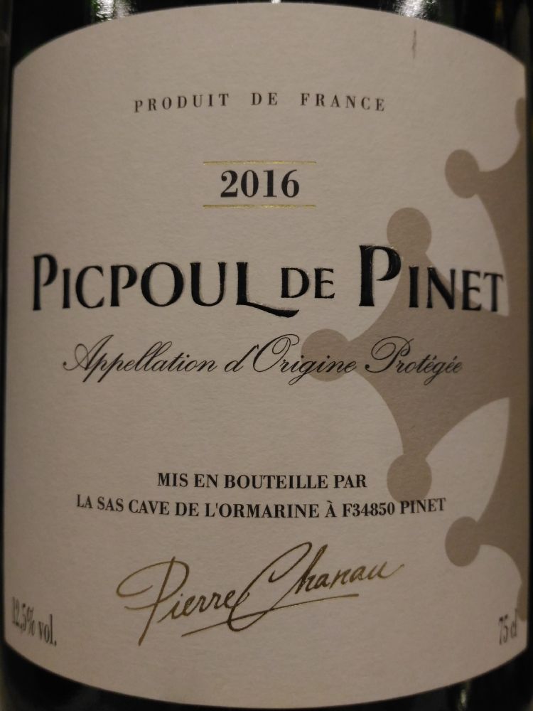 SAS Cave de L'Ormarine Pierre Chanau Picpoul de Pinet AOC 2016, Основная, #5415
