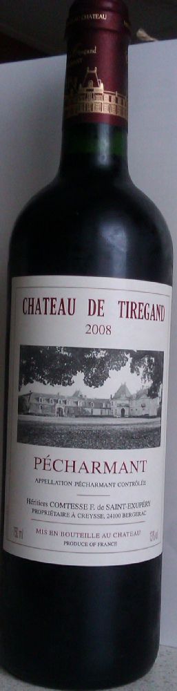 Château de Tiregand Héritiers de la Comtesse F. de Saint-Exupéry Pécharmant AOC/AOP 2008, Лицевая, #557