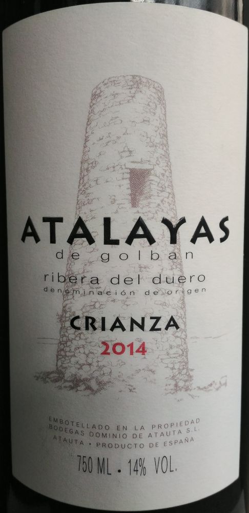 Bodegas Dominio de Atauta S.L. Atalayas de Golbán Crianza DO Ribera del Duero 2014, Основная, #6071