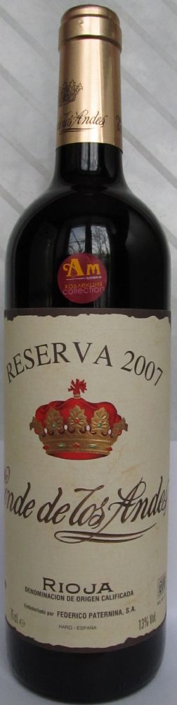 Federico Paternina S.A. Conde de los Andes Reserva DOCa Rioja 2007, Лицевая, #645