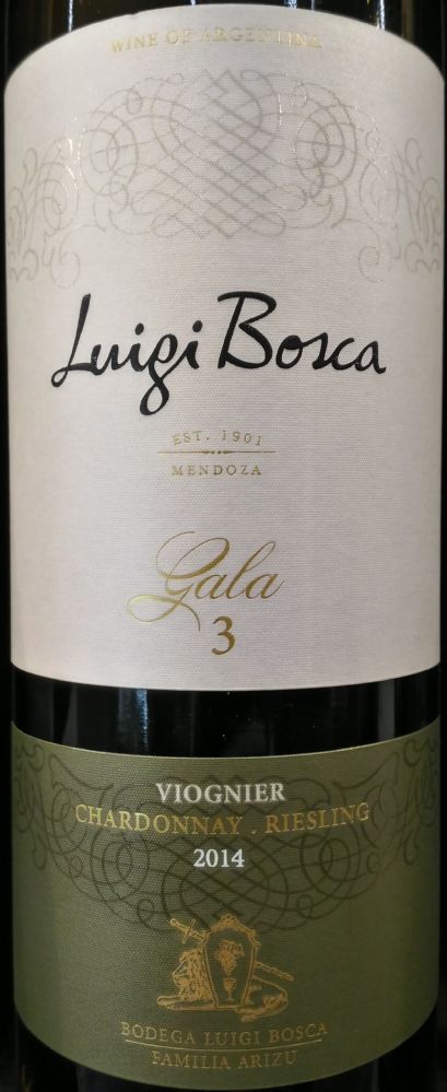 Leoncio Arizu S.A. Luigi Bosca Gala 3 Viognier Chardonnay Riesling 2014, Основная, #6478