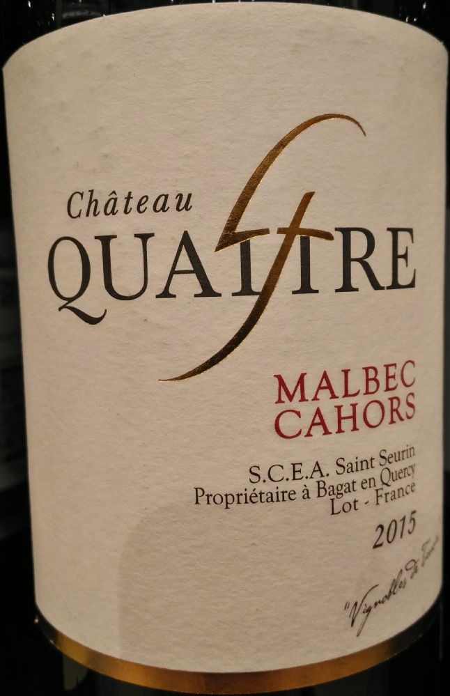 S.C.E.A. Saint Seurin Château Quattre Malbec Cahors AOC/AOP 2015, Основная, #6637