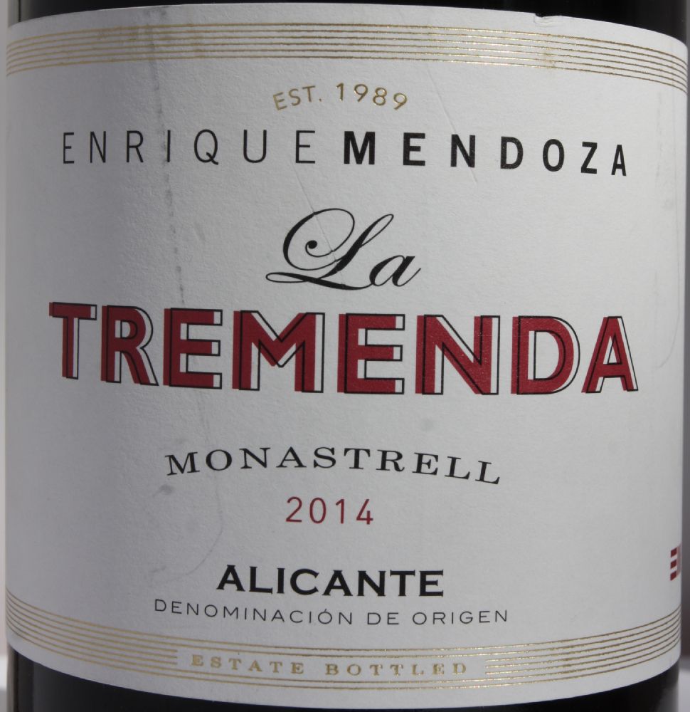 Bodegas E. Mendoza S.L.U. Enrique Mendoza La Tremenda Monastrell DO Alicante 2014, Основная, #6848