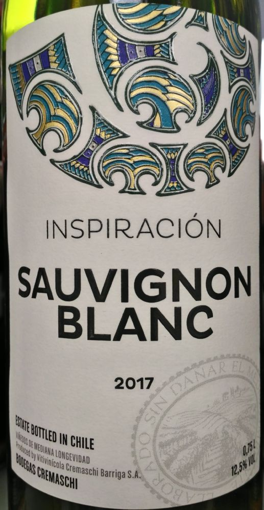 Vitivinicola Cremaschi Barriga S.A. Inspiración Sauvignon Blanc 2017, Основная, #6926
