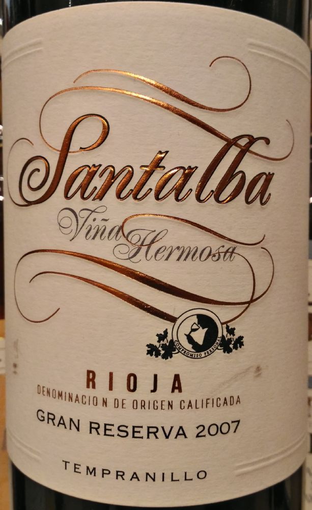 Bodegas Santalba S.A. Viña Hermosa Gran Reserva Tempranillo DOCa Rioja 2007, Основная, #6952