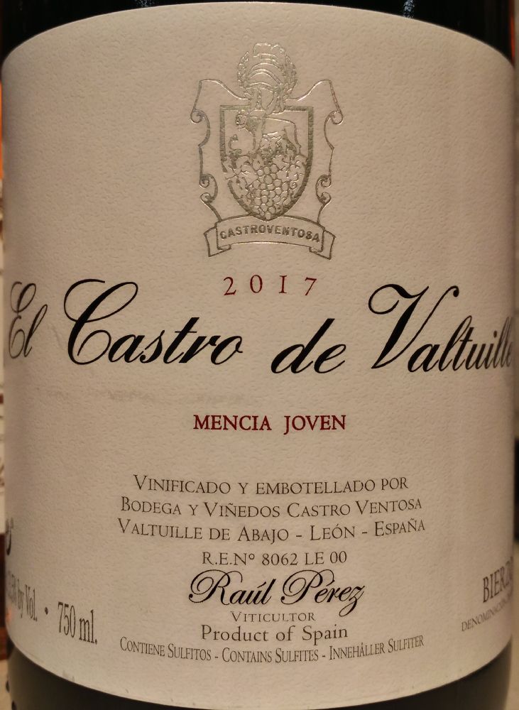 Bodegas y Viñedos Castro Ventosa S.L. El Castro de Valtuille Joven Mencia DO Bierzo 2017, Основная, #7401