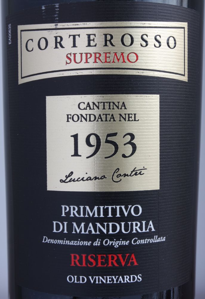 Contri Spumanti S.p.A. Corterosso Supremo Primitivo di Manduria Riserva DOC 2015, Основная, #7439