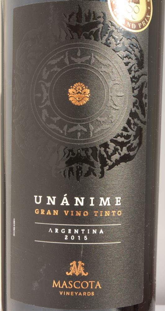 Mascota Vineyards UNÁNIME Gran Vino Tinto 2015, Основная, #7569