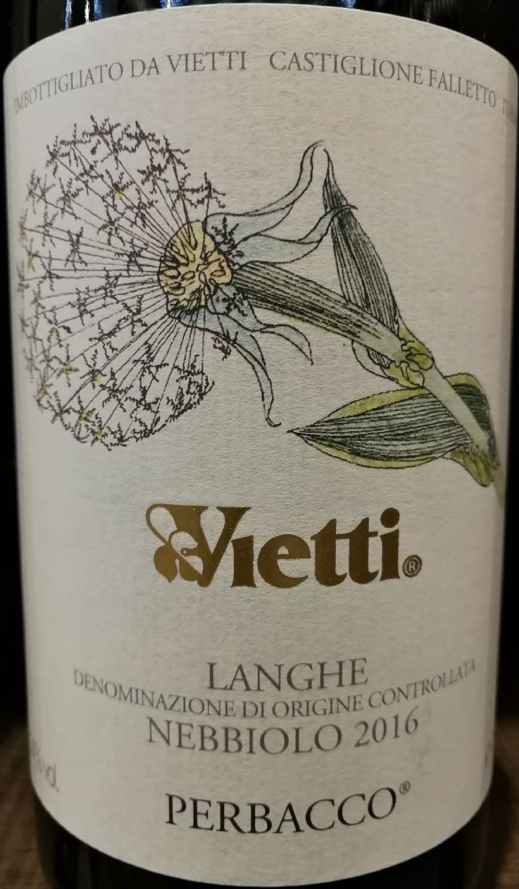 Vietti s.r.l. Perbacco Nebbiolo Langhe DOC 2016, Основная, #7650