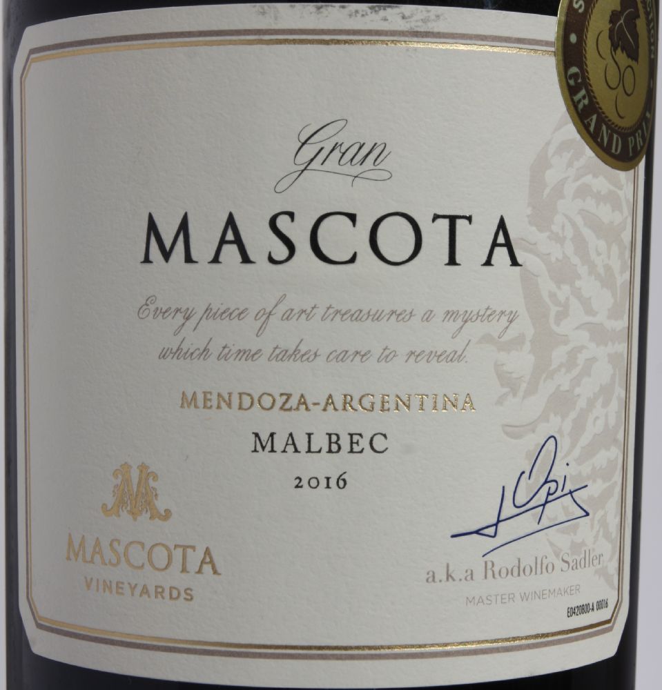 Mascota Vineyards Gran Mascota Malbec 2016, Основная, #7710