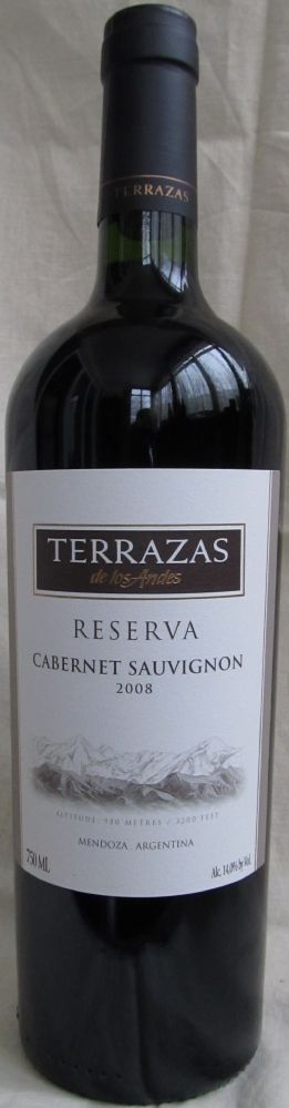 Bodega Terrazas de los Andes S.A. Reserva Cabernet Sauvignon 2008, Основная, #781