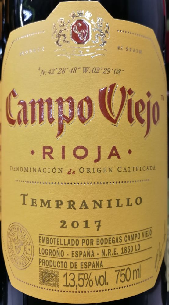Pernod Ricard Winemakers Spain S.A. Campo Viejo Tempranillo DOCa Rioja 2017, Основная, #7879