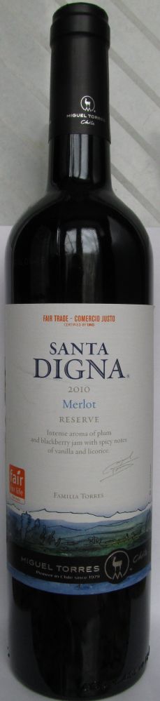 S.V. Miguel Torres S.A. Santa DIGNA Reserva Merlot 2010, Лицевая, #797