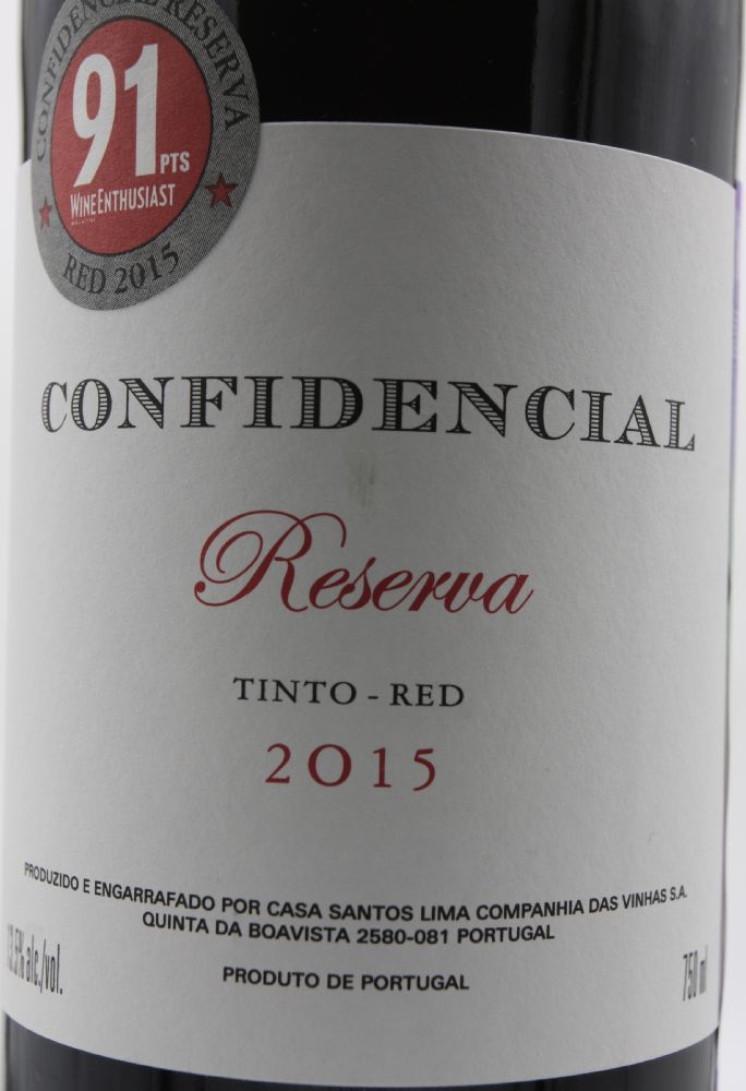 Casa Santos Lima Companhia das Vinhas S.A. Confidencial Reserva Vinho Regional Lisboa 2015, Основная, #8006