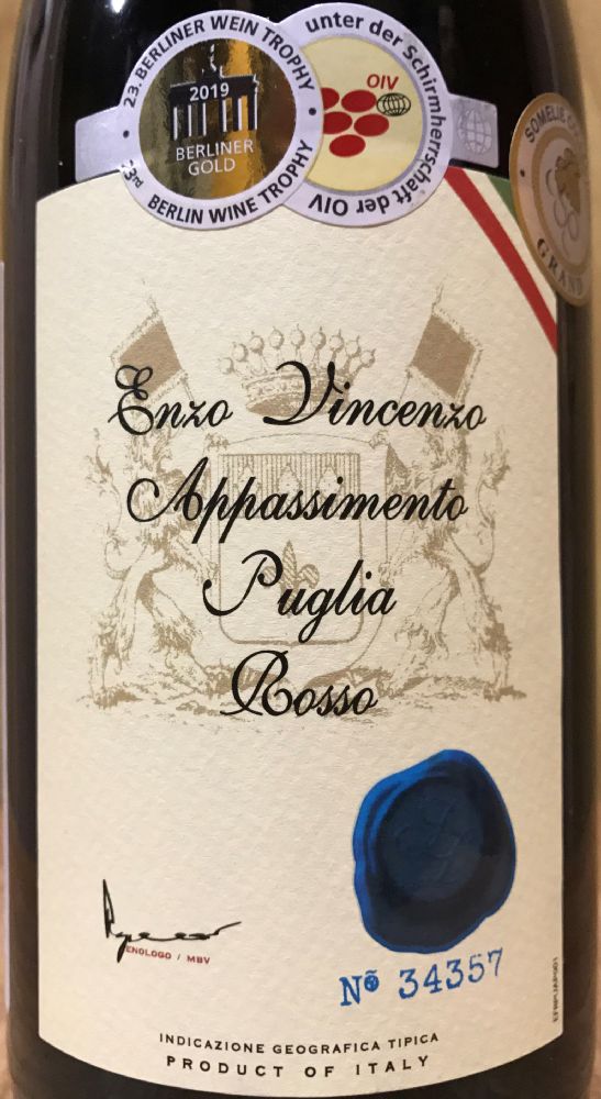 Cantine Sgarzi Luigi s.r.l. Enzo Vincenzo Puglia IGT 2016, Основная, #8096