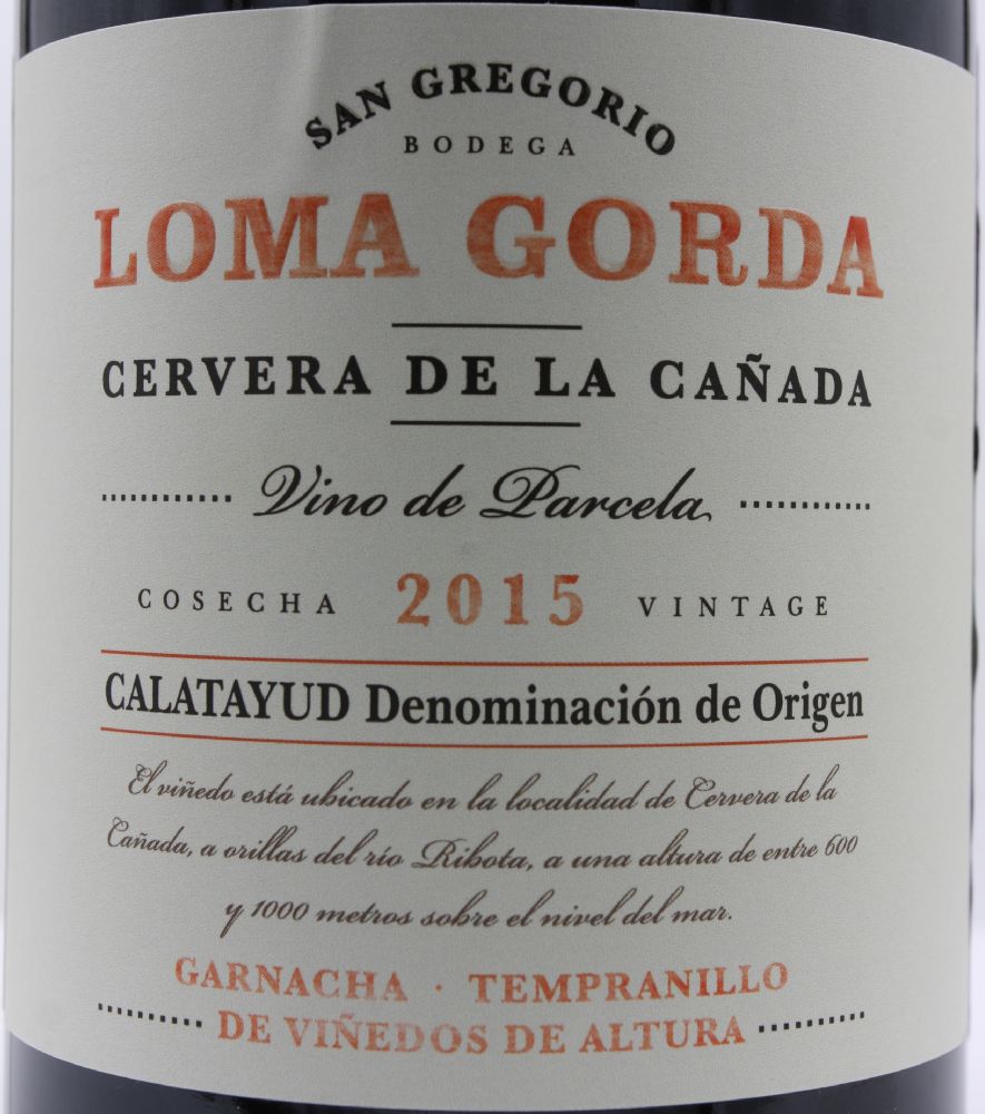 Bodega San Gregorio S.C.L. Loma Gorda Garnacha Tempranillo DO Calatayud 2015, Основная, #8183