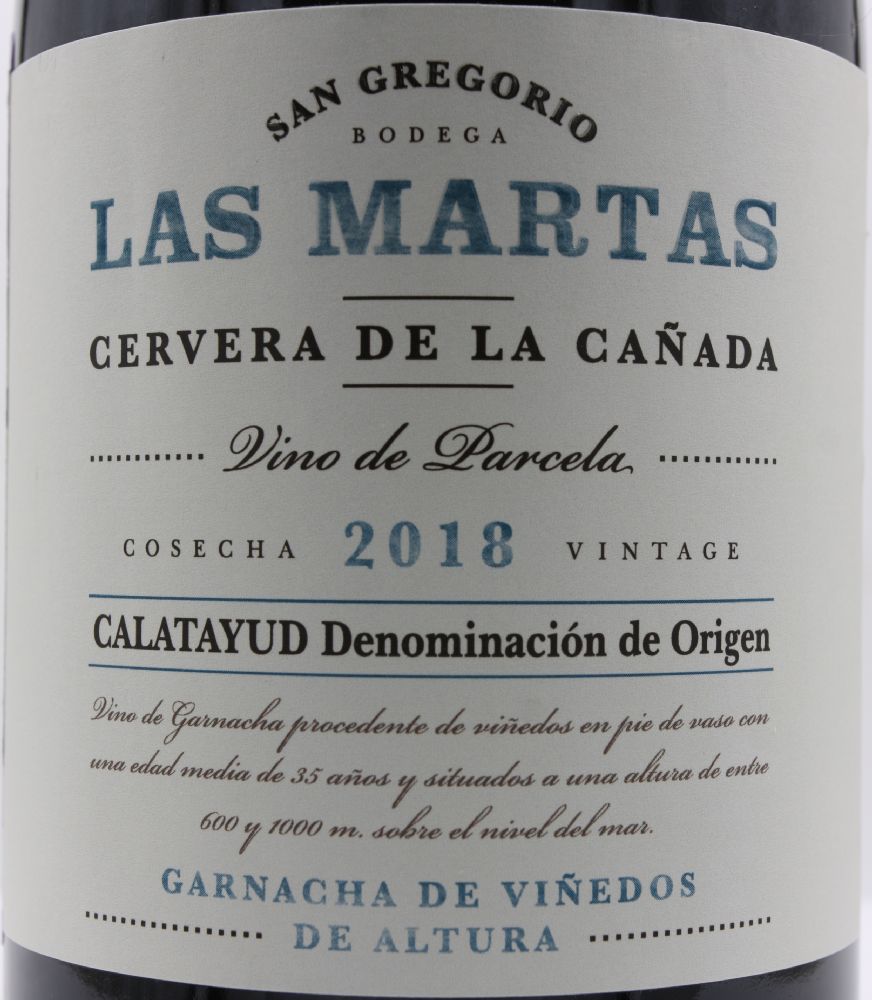 Bodega San Gregorio S.C.L. Las Martas Garnacha DO Calatayud 2018, Основная, #8188