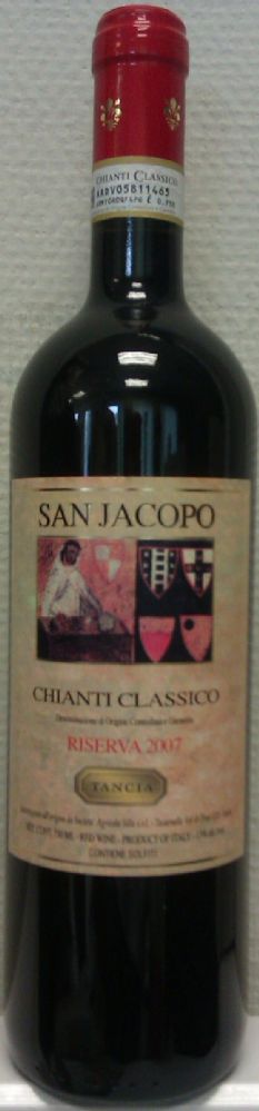 Societa Agricola Silla S.R.L. TANCIA SAN JACOPO Chianti Classico Riserva DOCG 2007, Лицевая, #820