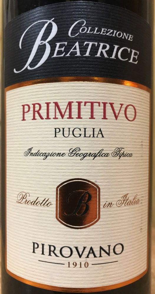 Cantine Pirovano S.r.l.  Collezione Beatrice Primitivo Puglia IGT 2019, Основная, #8249