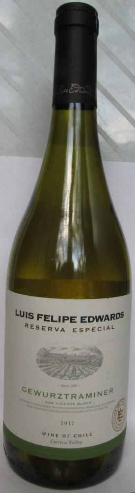 Viña Luis Felipe Edwards Reserve Especial Gewürztraminer 2012, Лицевая, #850