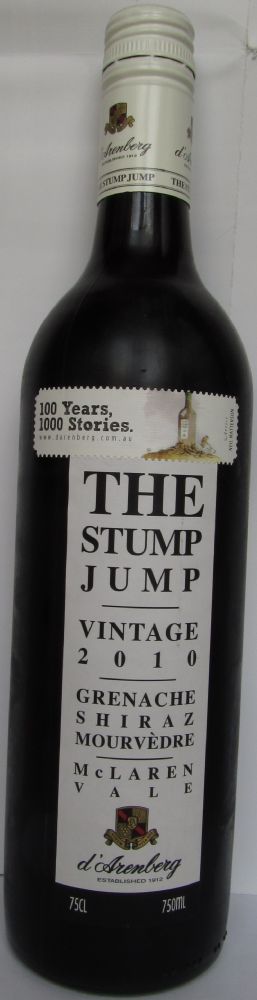 d'Arenberg Pty Ltd THE STUMP JUMP Grenache Mourvèdre Shiraz McLaren Vale 2010, Лицевая, #867