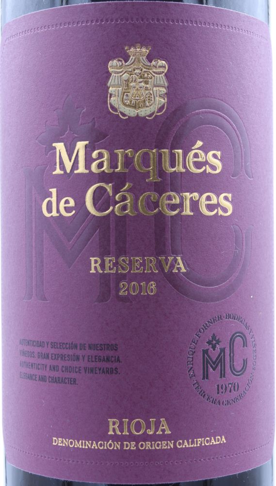 Unión Viti-Vinícola S.A. Marqués de Cáceres Reserva DOCa Rioja 2016, Основная, #8686