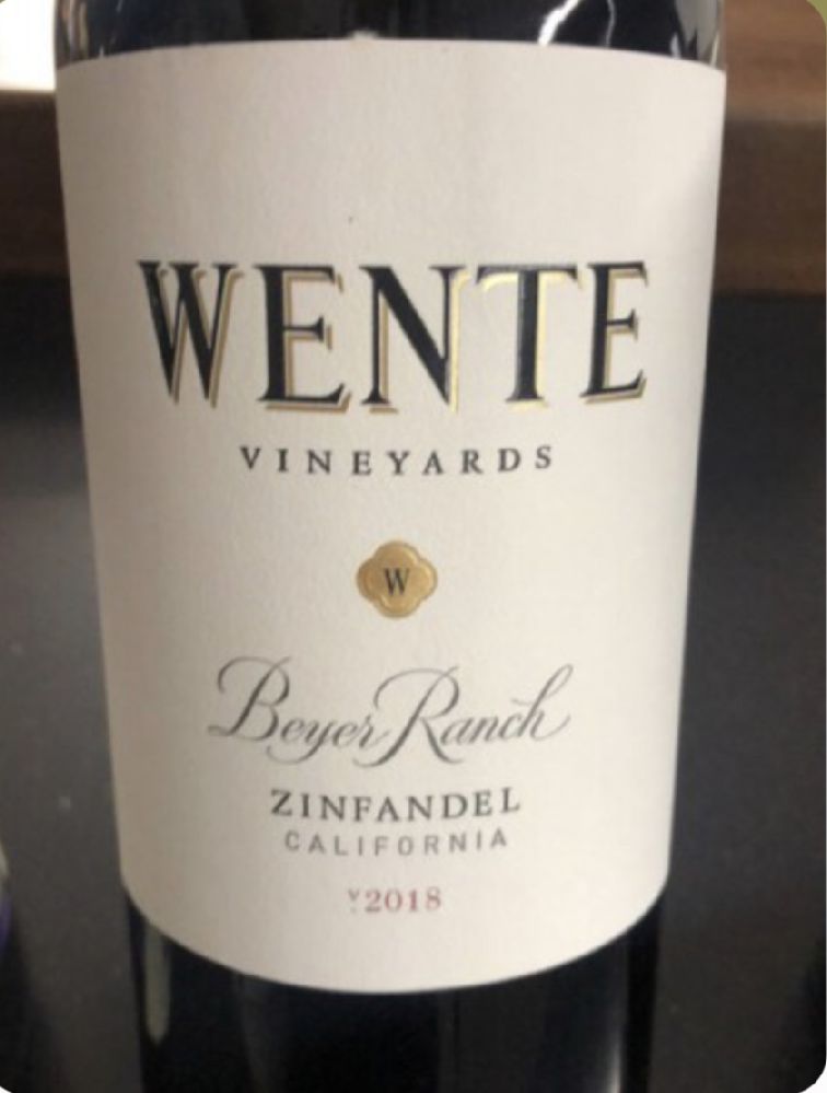 Wente Vineyards Beyer Ranch Zinfandel 2018, Лицевая, #8863