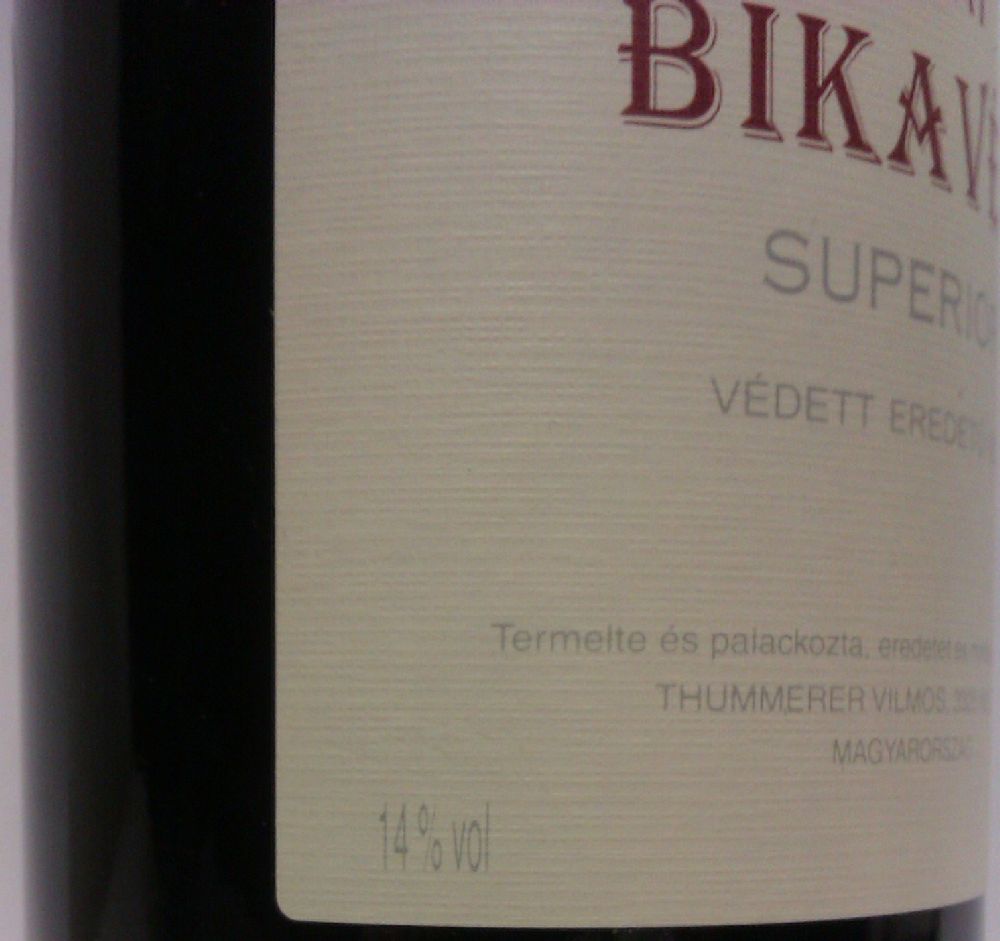 VILMOS THUMMERER Egri Bikavér Superior 2009, Лицевая, #898