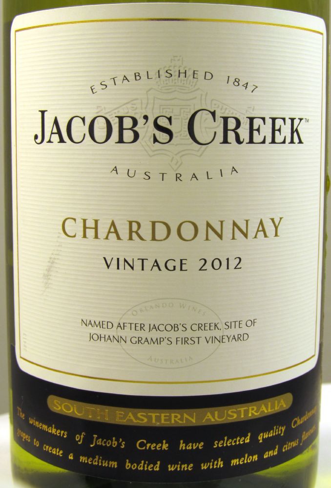 Orlando Wines Jacob's Creek Chardonnay 2012, Лицевая, #91