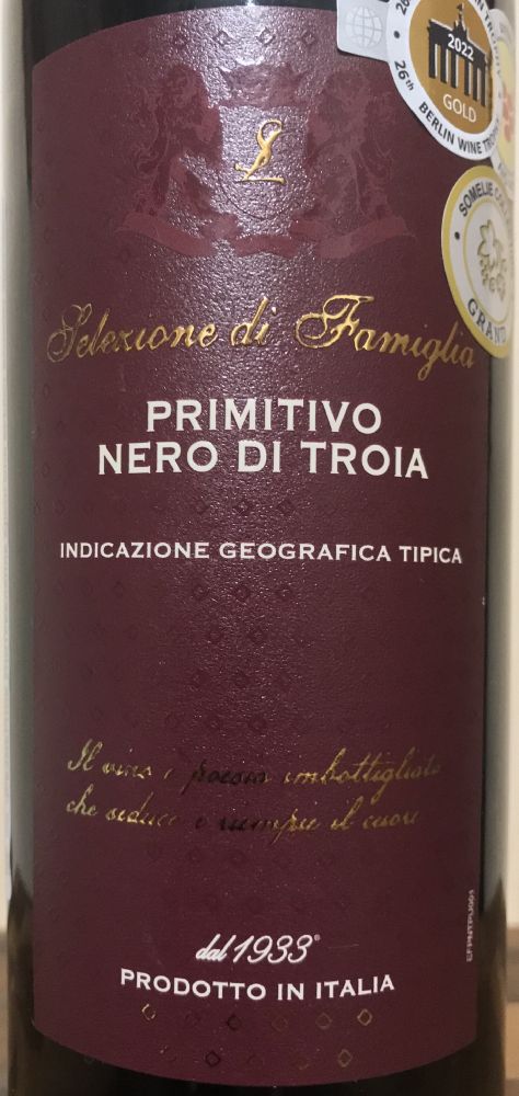 Cantine Sgarzi Luigi s.r.l. Selezione di Famiglia Primitivo Nero di Troia Puglia IGT 2021, Основная, #9195