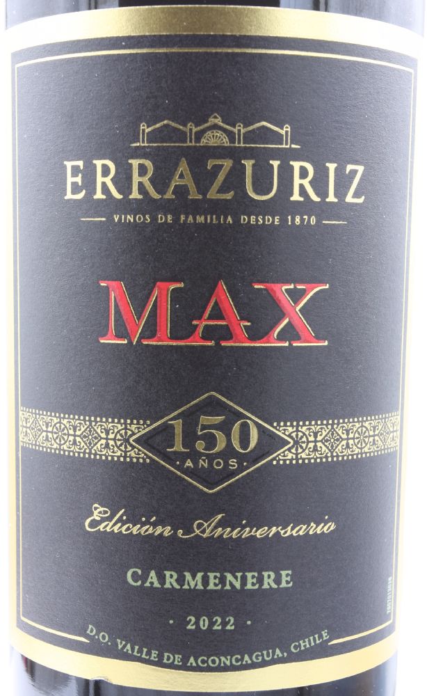 Viñedos Familia Chadwick S.p.a. Errazuriz MAX 150 Años Edición Aniversario Carménère D.O. Aconcagua 2022, Основная, #9675