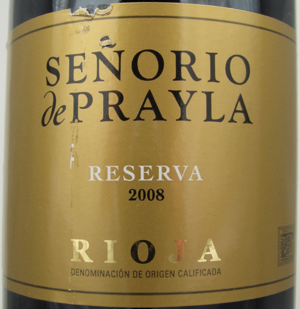 Hacienda y Viñedos Marqués del Atrio S.L. SEÑORIO de PRAYLA Reserva DOCa Rioja 2008, Лицевая, #968