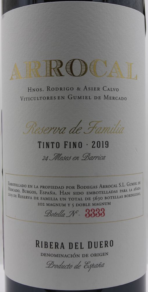 Bodegas Arrocal S.L. Reserva de Familia Tinto Fino DO Ribera del Duero 2019, Основная, #9732