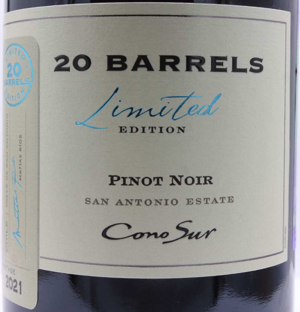 Viña Cono Sur S.A. 20 Barrels Limited Edition Pinot Noir D.O. San Antonio Valley 2021, Основная, #9763
