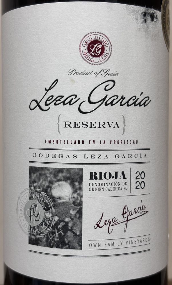 Bodegas y Viñedos Leza García S.L. Leza García Reserva DOCa Rioja 2020, Основная, #9992